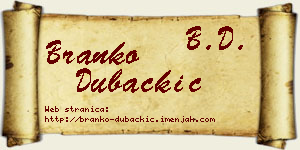 Branko Dubačkić vizit kartica